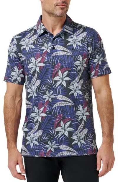 Travismathew Featherweight Tropical Piqué Polo In Blue