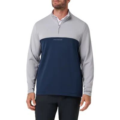 Travismathew Fibercloud Colorblocked Quarter Zip Pullover In Blue
