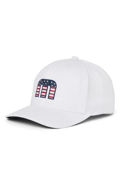 Travismathew Flag Dad 3.0 Fitted Baseball Cap In White