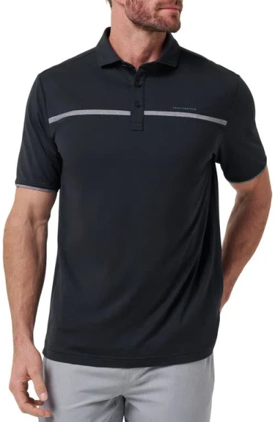 Travismathew Flight Plan Chest Stripe Polo In Black