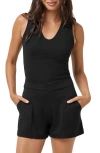 Travismathew Friday Ponte Sleeveless Polo In Black
