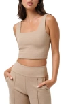 Travismathew Friday Ponte Square Neck Crop Tank In Heather Portabella