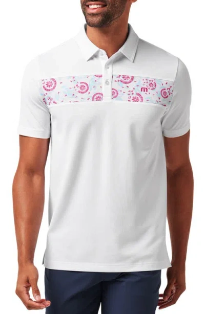Travismathew Good Good Flourish Chest Stripe Polo In White