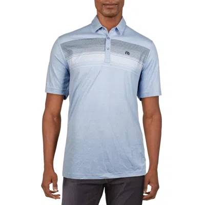 Travismathew Green Canopy Mens Striped Polyester Polo