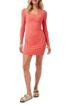 Travismathew Hailey Cloud Long Sleeve Rib Dress In Heather Porcelain Rose