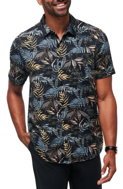 Travismathew Hanabata Days Tropical Print Short Sleeve Button-up Shirt In Black