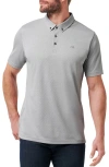 Travismathew Handsome Town Dot Print Piqué Button-down Polo In Gray