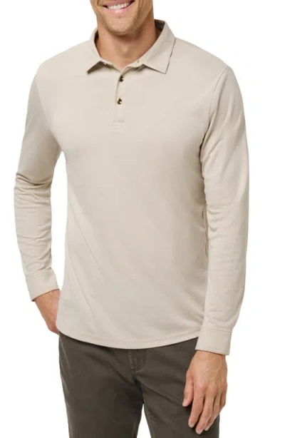 Travismathew Handsome Town Long Sleeve Polo In Nude