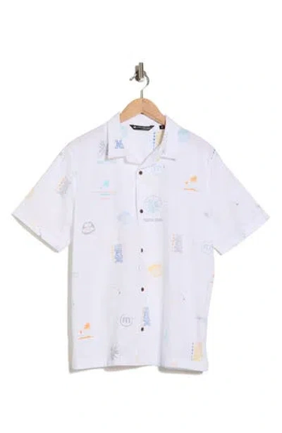 Travismathew Hawaiian Kitchen Camp Shirt In White