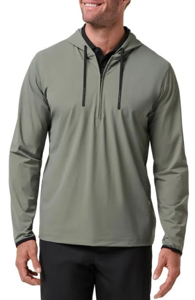 Travismathew Hero Hour Performance Half Zip Hoodie In Green