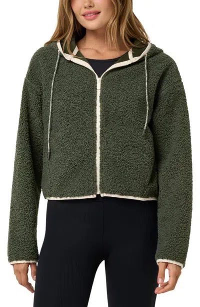 Travismathew Huddle Full Zip Fleece Hoodie In Olive Smoke