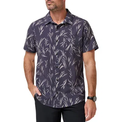 Travismathew In The Clubhouse Performance Short Sleeve Button Up Shirt In Blue
