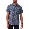 Travismathew In The Rough Short Sleeve Stretch Button-up Shirt In Heather Total Eclipse