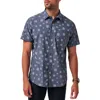 Travismathew In The Rough Short Sleeve Stretch Button-up Shirt In Heather Total Eclipse