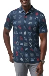 Travismathew Julyin Icon Print Piqué Polo In Total Eclipse