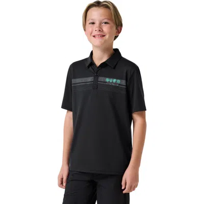 Travismathew Kids' Featherwight Chest Stripe Polo In Black