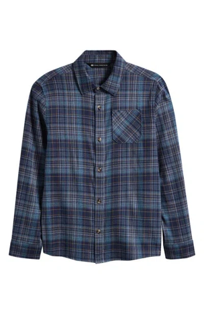Travismathew Kids' Flannel Plaid Button-up Shirt In Blue