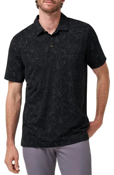 Travismathew Laguna Floral Performance Polo In Black