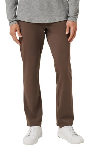 Travismathew Legacy Stretchknit Flat Front Chinos In Brown