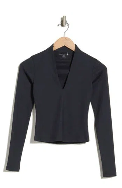 Travismathew Limitless Performance Long Sleeve V-neck Top In Black
