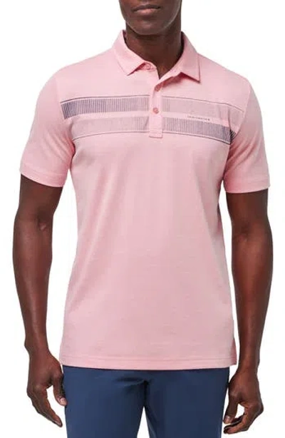 Travismathew Local Discount Stripe Piqué Polo In Heather Blush