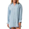 Travismathew Long Sleeve Chambray Mini Shirtdress In Light Wash