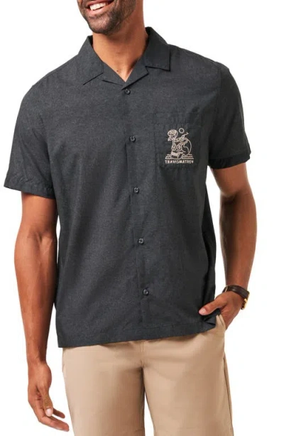 Travismathew Lost Cave Short Sleeve Button-up Shirt In Heather Black