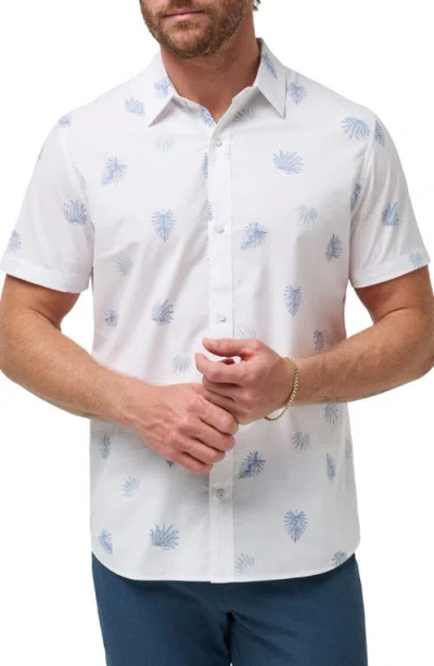Travismathew Lukas Stretch Short Sleeve Button-up Shirt In White