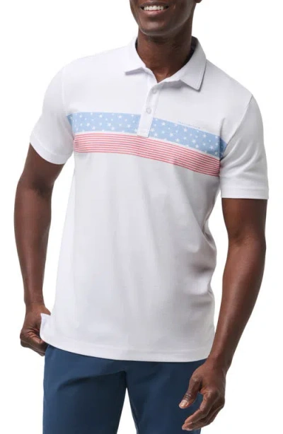 Travismathew 'merica Chest Stripe Polo In White