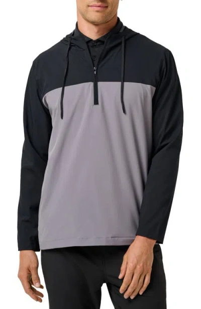 Travismathew Meridian Quarter Zip Tech Hoodie In Black