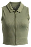 Travismathew Midline Zip Polo Tank In Clover