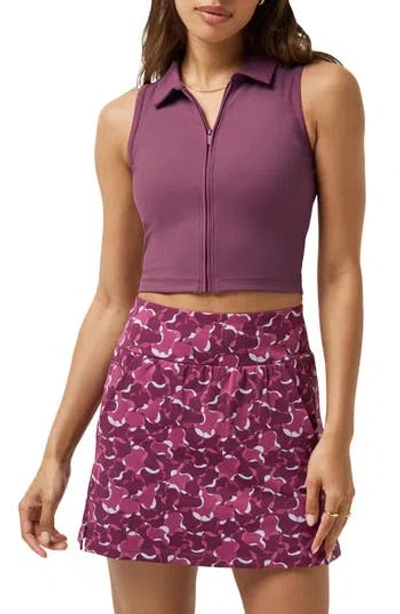 Travismathew Midline Zip Polo Tank In Damson