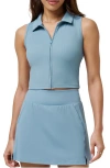 Travismathew Midline Zip Polo Tank In Smoke Blue