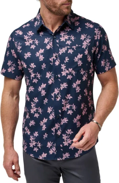 Travismathew Mist On The Lake Short Sleeve Button-up Shirt In Total Eclipse