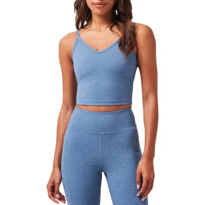Travismathew Morning Interval Crop V-neck Tank In Heather Copen Blue