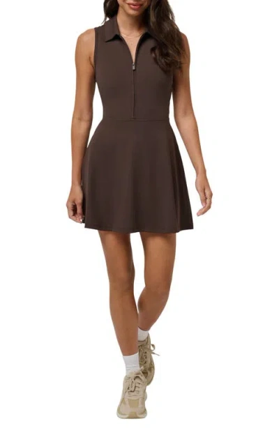 Travismathew Move Half-zip Sleeveless Dress In Brown