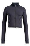 Travismathew Moveknit Full Zip Crop Jacket In Heather Black