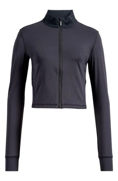 Travismathew Moveknit Full Zip Crop Jacket In Heather Black
