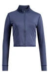 Travismathew Moveknit Full Zip Crop Jacket In Heather Navy Blazer