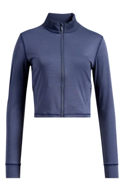 Travismathew Moveknit Full Zip Crop Jacket In Heather Navy Blazer