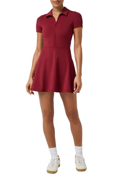 Travismathew Moveknit Quarter Zip Dress In Cabernet