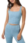 Travismathew Moveknit Resilience Longline Sports Bra In Smoke Blue Multi