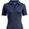 Travismathew Moveknit Rib V-neck Polo In Navy Blazer