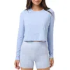 Travismathew Moveknit Solstice Crop Long Sleeve T-shirt In Brunnera Blue