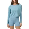 Travismathew Moveknit Solstice Crop Long Sleeve T-shirt In Smoke Blue