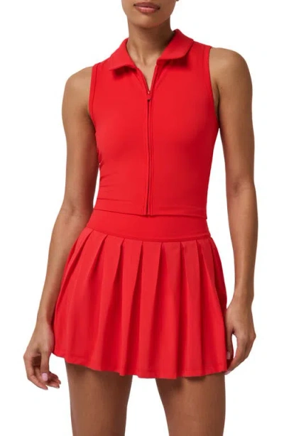 Travismathew Moveknit Zip Sleeveless Polo In Red