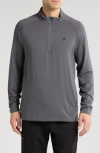 Travismathew Networking Quarter Zip Fleece Pullover In Dark Grey