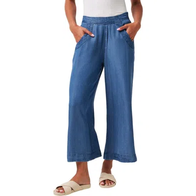 Travismathew Old Havana Crop Wide Leg Chambray Pants In Copen Blue