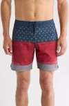 Travismathew Palm Tree Fun Board Shorts In Heather Blue Nights