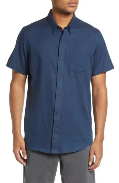 Travismathew Personal Preference Stripe Short Sleeve Cotton Button-up Shirt